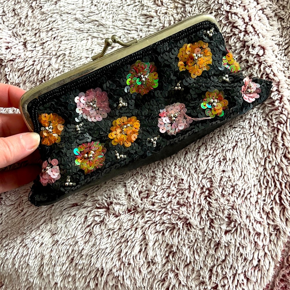 Beaded clutch.
